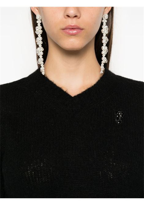 Black cropped V-neck sweater Simone Rocha - women SIMONE ROCHA | MIMK5B0657BLK